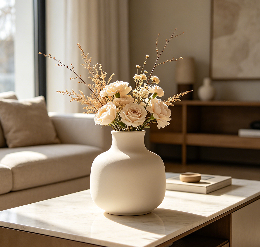 Ceramic Matte Finish Home Flower Vase Pot
