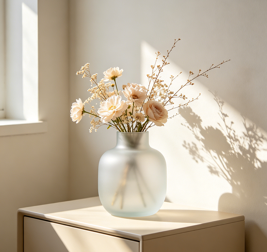 Frosted Glass Decorative Home Flower Vase